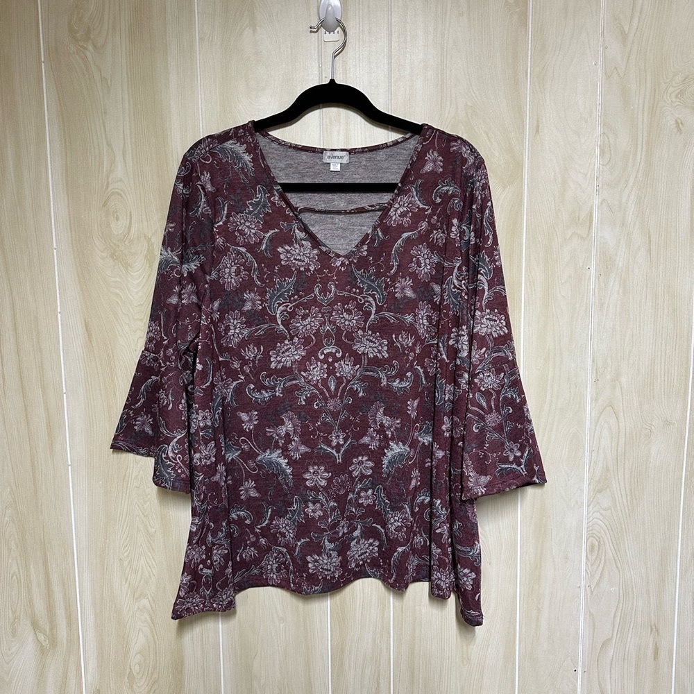 Maroon Floral Top